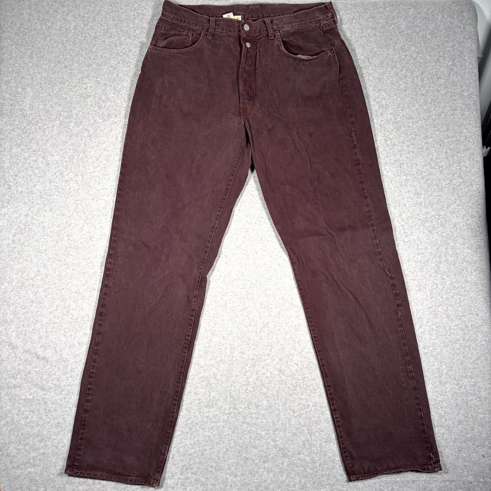 Replay 901 Regular Jeans Mens 36 (Fits 34x36) Burgundy Cotton Button Fly Italy